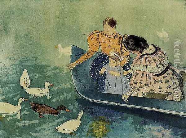 Feeding The Ducks Oil Painting - Mary Cassatt