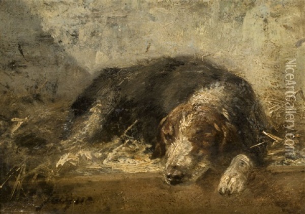 Schlafender Hund Oil Painting - Charles Emile Jacque
