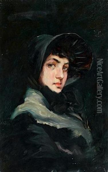 Femme A L'echarpe Blanche Oil Painting - Frederic Soulacroix