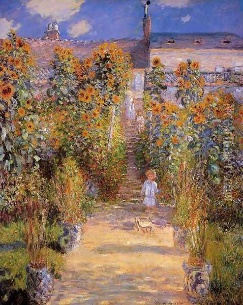 Monets Garden At Vetheuil Oil Painting - Claude Oscar Monet