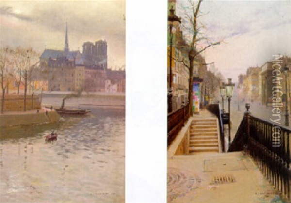 La Seine Oil Painting - Basile Lemeunier