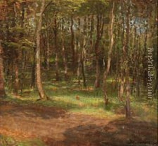 Skovinterior Fra Skagens Plantage Oil Painting - Julius Paulsen