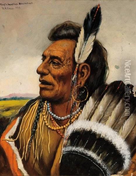 Eagle Feather, Blackfeet 1914 Oil Painting - Henri H. Cross