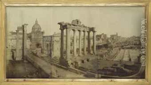 A Large Photographic View Of The Forum, Rome Oil Painting - James Isaac Atkinson Anderson
