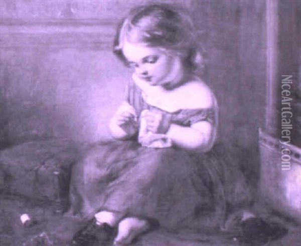 The Little Seamstress Oil Painting - Gustav Pope