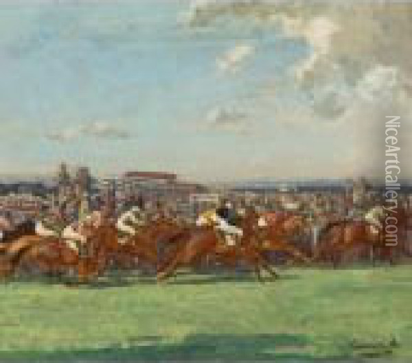 The Derby Oil Painting - Algernon Talmage