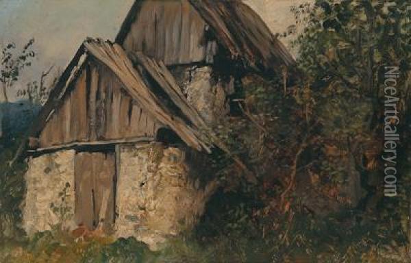 Old Barn Oil Painting - Joseph Wenglein