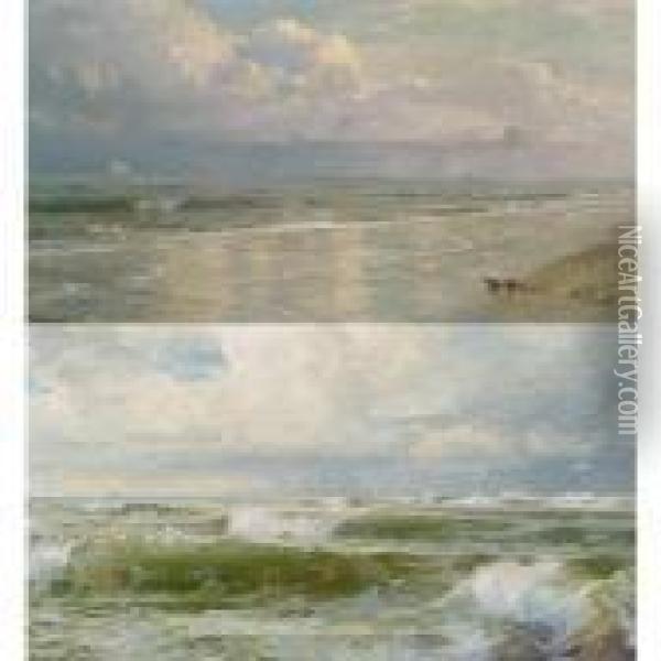 Seascapes: A Pair Of Paintings Oil Painting - William Trost Richards