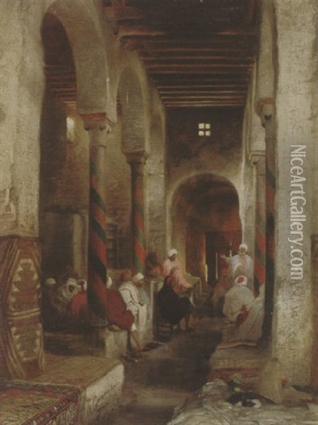 Mosque Interior Oil Painting - Heinrich Leinweber