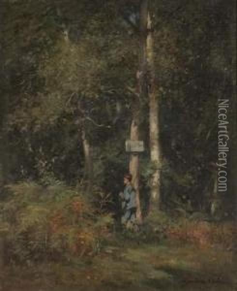 Chasseur Dans Un Sous-bois. Oil Painting - Gustave Colin