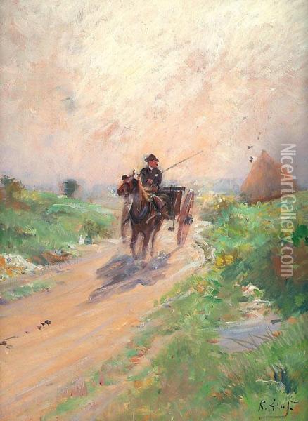 Charette Dans Le Chemin Oil Painting - Raoul Arus