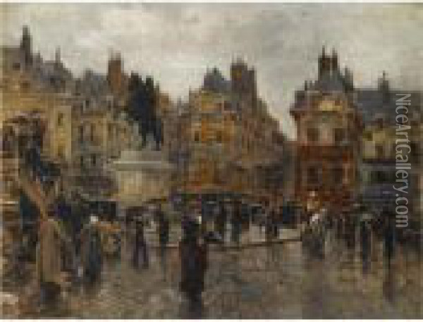 Place De Victoires, Paris Oil Painting - Jean, Giovanni Lessi
