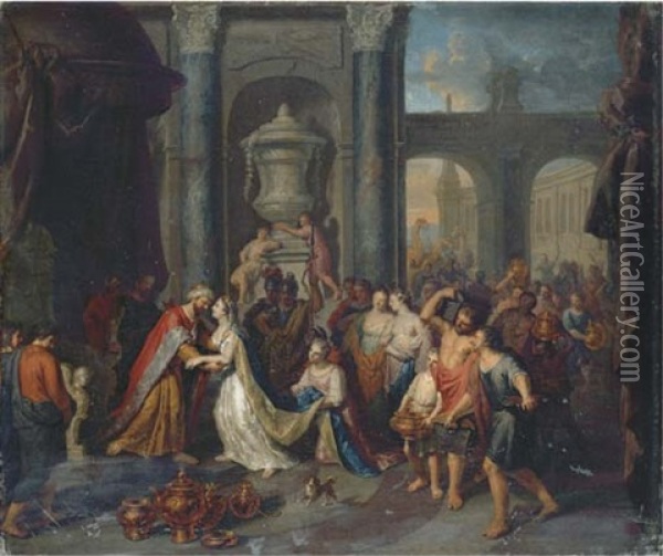 The Meeting Of Solomon And The Queen Of Sheba Oil Painting - Gerard Hoet the Elder