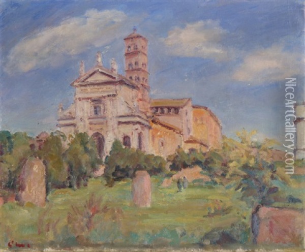 Die Kirche San Francesco In Ripa Bei Rom Oil Painting - Louis Henri de Meuron