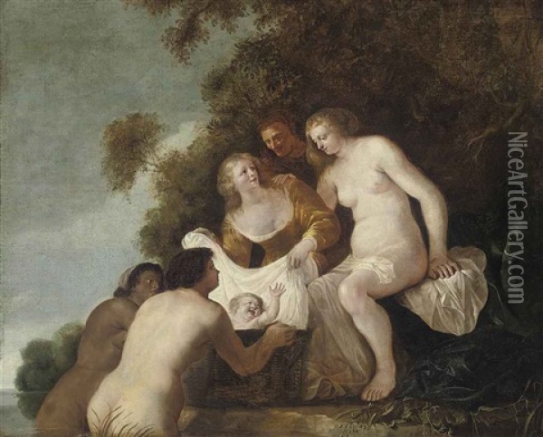 The Finding Of Moses Oil Painting - Christian van Couwenbergh