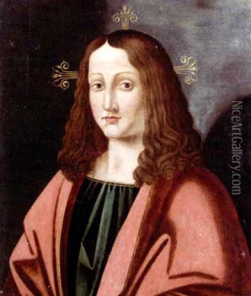 The Head Of A Saint Oil Painting - Leonardo Da Vinci
