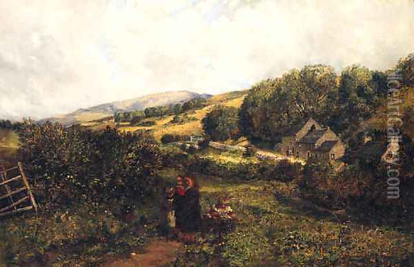 The Blackberry Pickers Oil Painting - John Wright Oakes