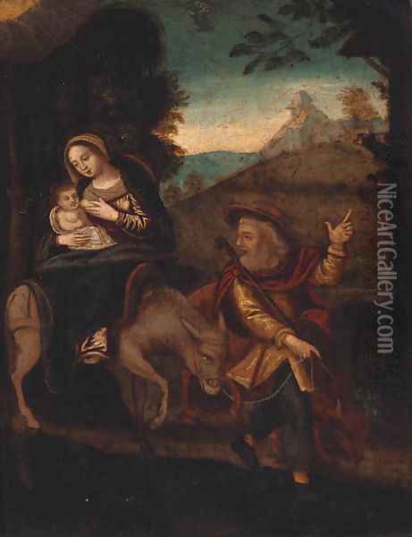 The Rest On The Flight Into Egypt Oil Painting - German School