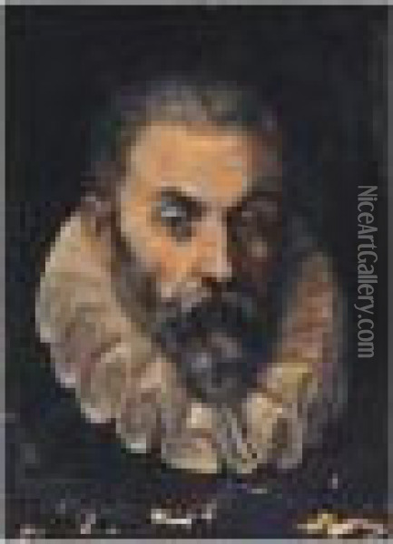 Portrait Of A Gentleman, Head 
And Shoulders, Said To Be Guidobaldo Della Rovere, Duke Of Urbino Oil Painting - Federico Fiori Barocci
