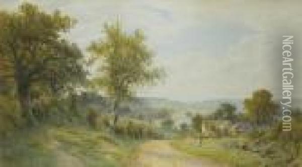 The Valley Of The River Test, Hampshire Oil Painting - Roberto Angelo Kittermaster Marshall