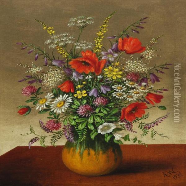 Flowers In A Vase Oil Painting - Anna Adelaide Abrahams