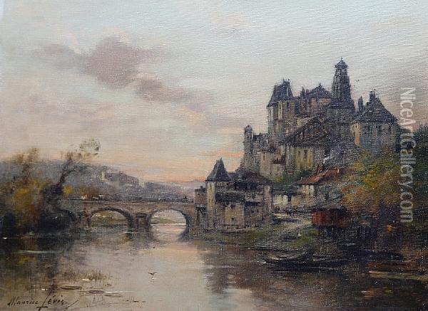 A French Chateau On The River Oil Painting - Maurice Levis
