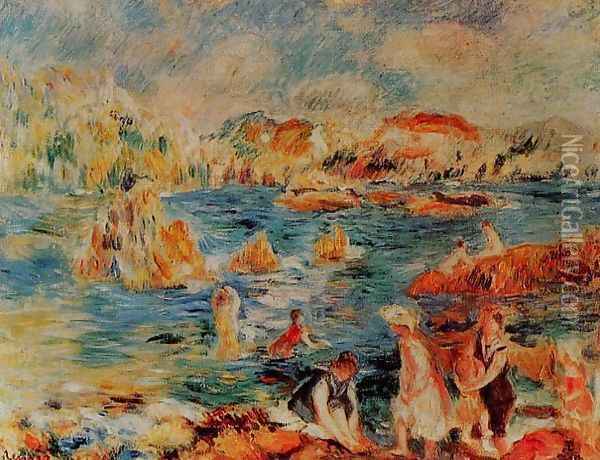 The Beach At Guernsey Oil Painting - Pierre Auguste Renoir