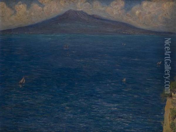 Veduta Della Baia Di Napoli Con Il Vesuvio Oil Painting - Hans Andersen Hansen