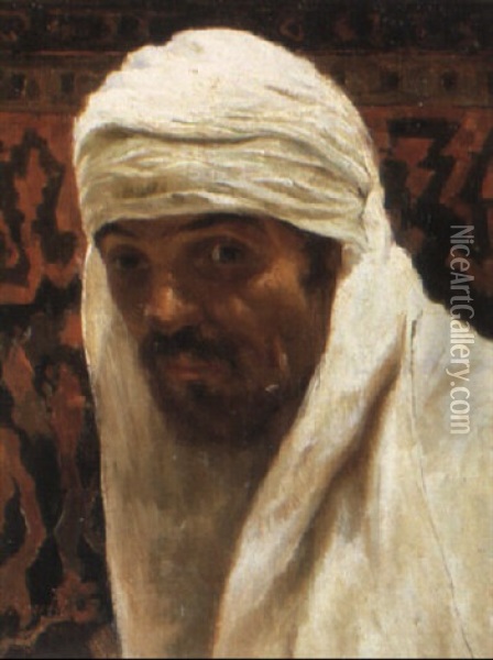 Portrait Of An Arab Oil Painting - Domenico Morelli