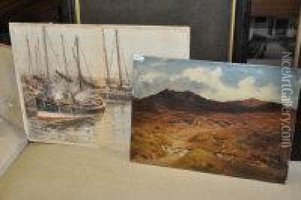Highland Moorland Landscape Oil Painting - James Archer