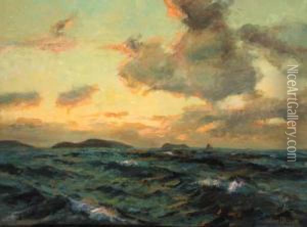 Evening Off The Scilly Islands Oil Painting - Julius Olsson