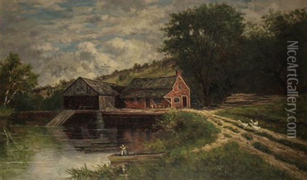 Old Mill In Hiram Oil Painting - Frank Henry Shapleigh