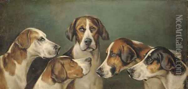 A family of hounds Oil Painting - John Alfred Wheeler