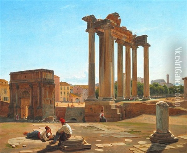 View From The Roman Forum Oil Painting - Constantin (Carl Christian Constantin) Hansen