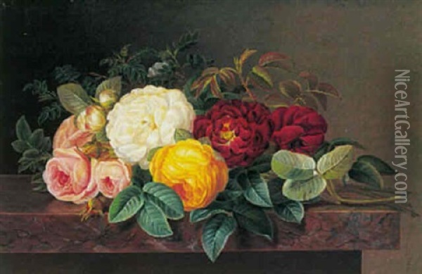 Roser Pa En Karm Oil Painting - Hansine Kern-Eckersberg