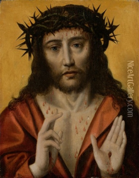 Ecce Homo (christ As Man Of Sorrows) Oil Painting - Aelbrecht Bouts