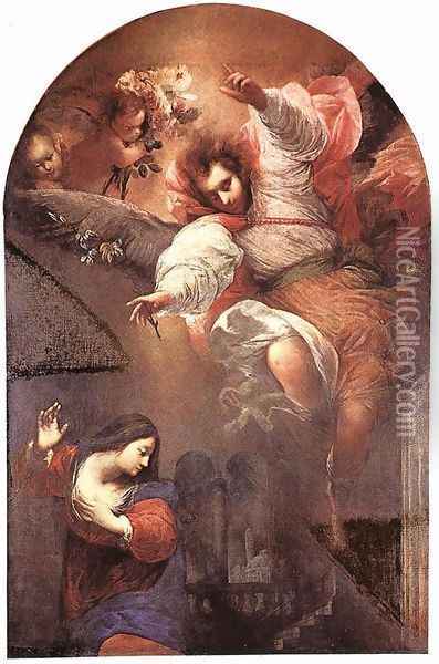 Annunciation c. 1650 Oil Painting - Sebastiano Mazzoni