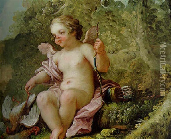 Cupid Oil Painting - Charles Dominique Joseph Eisen