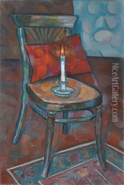 Still Life With Chair And Candle Oil Painting - Vladimir Davidovich Baranoff-Rossine