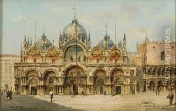 Veduta Della Basilica Di San Marco A Venezia Oil Painting - Rodolfo Paoletti