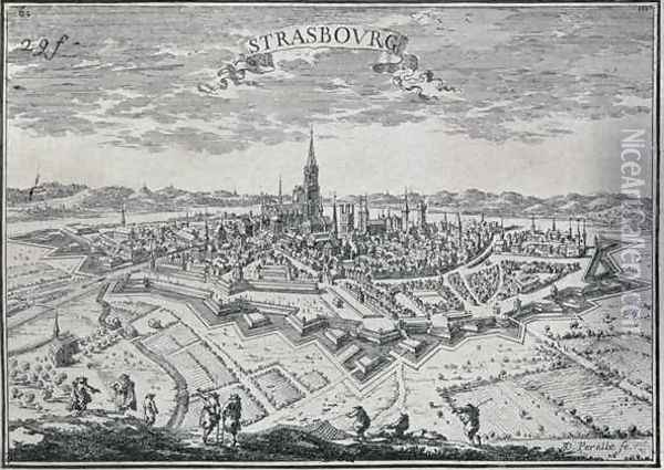 View of Strasbourg, c.1659 Oil Painting - Adam Perelle