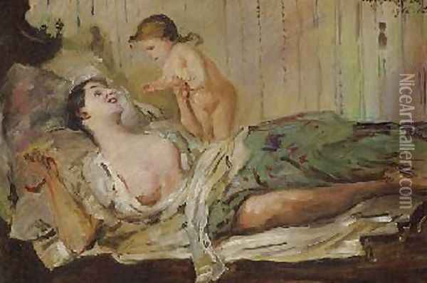 Tändelei, II version Oil Painting - Lovis (Franz Heinrich Louis) Corinth