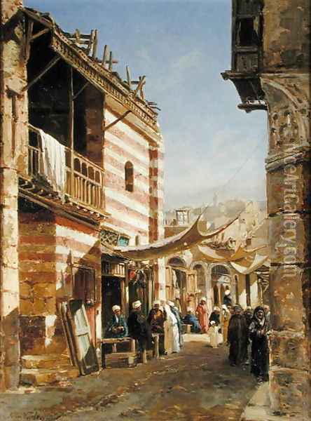 The School near the Babies-Sharouri, Cairo, 1880 Oil Painting - John Jnr. Varley