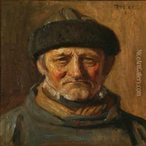 Portrait Of A Fisherman Oil Painting - Michael Ancher