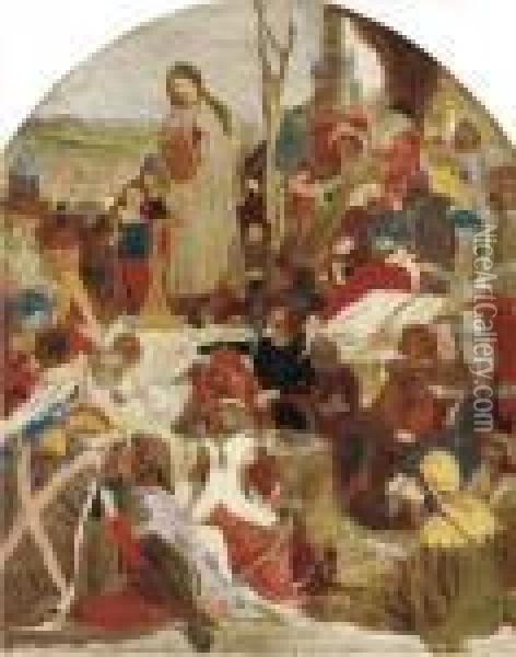 A Study For Chaucer At The Court Of Edward Iii Oil Painting - Ford Madox Brown