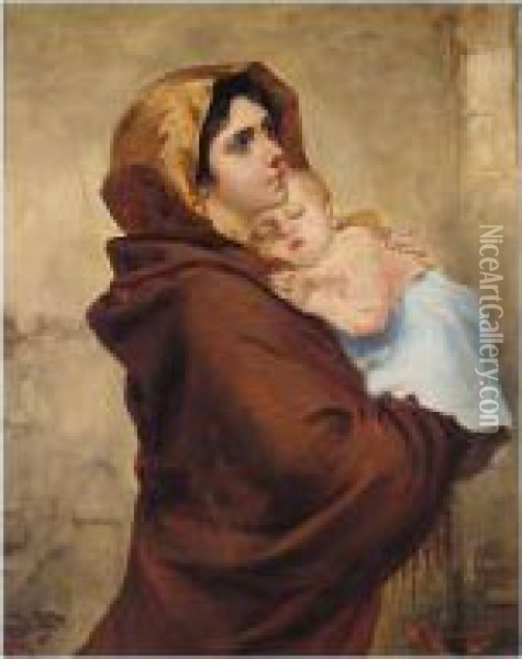 Mother And Child Oil Painting - Joseph Malachy Kavanagh