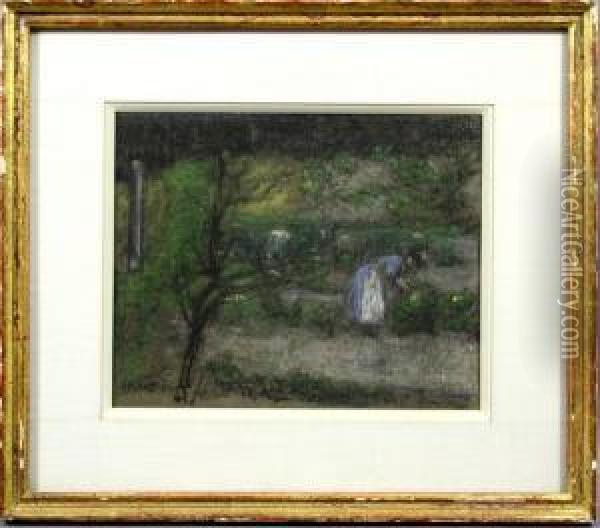 Woman In Garden Oil Painting - Henry Muhrman