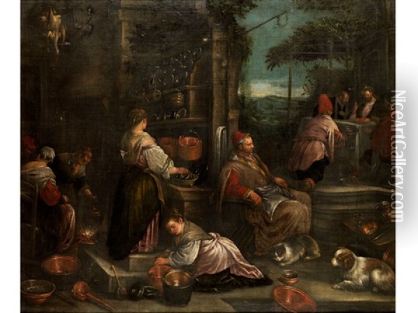 Jesus Speist Mit Seinen Jungern In Emmaus Oil Painting - Francesco Bassano