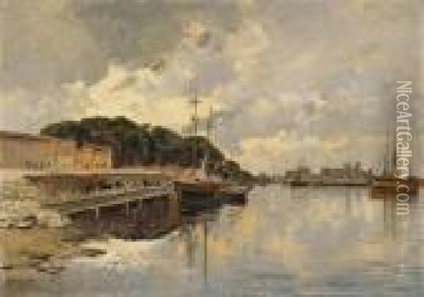 Hafenansicht In Dervenezianischen Lagune Oil Painting - Hermann David Salomon Corrodi