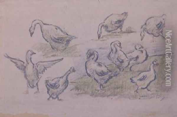 Ducks Oil Painting - Alfred Sisley